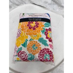 Mainstays Vinyl Tablecloth 60x102 Rectangle Floral Collage PEVA Multi-Color NEW